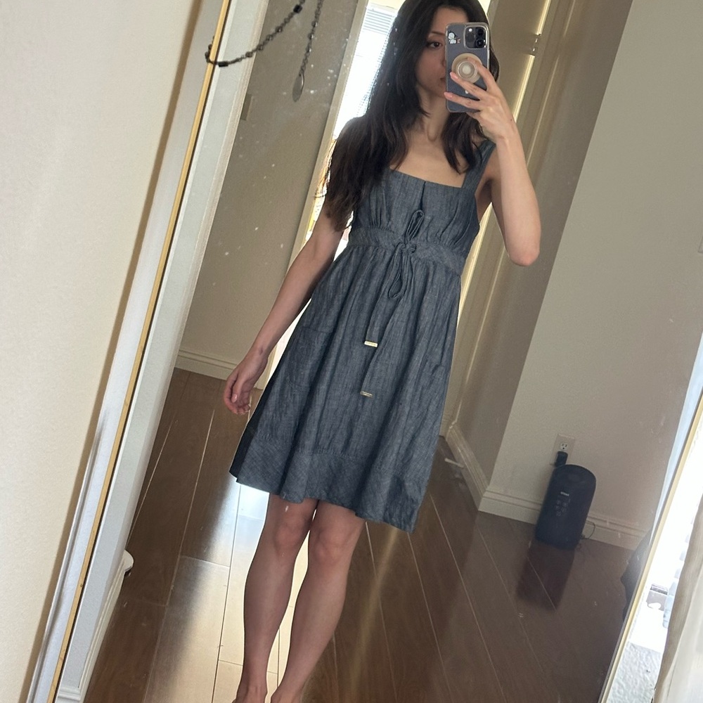Guess Charcoal Denim Sleeveless Midi Dress